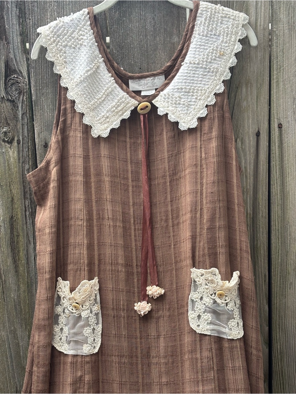 Taylor G. Dallas Texas Romantic Victorian Lace Maxi Dress, Vintage Women’s Large - Picture 3 of 11